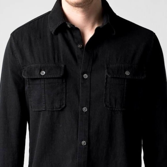 FRAME Men's Vintage Army Shirt in Faded Noir - Picture 3 of 5